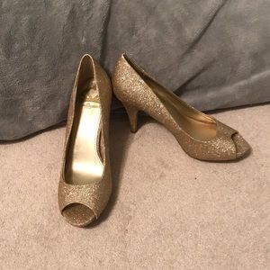 Gold glitter heels